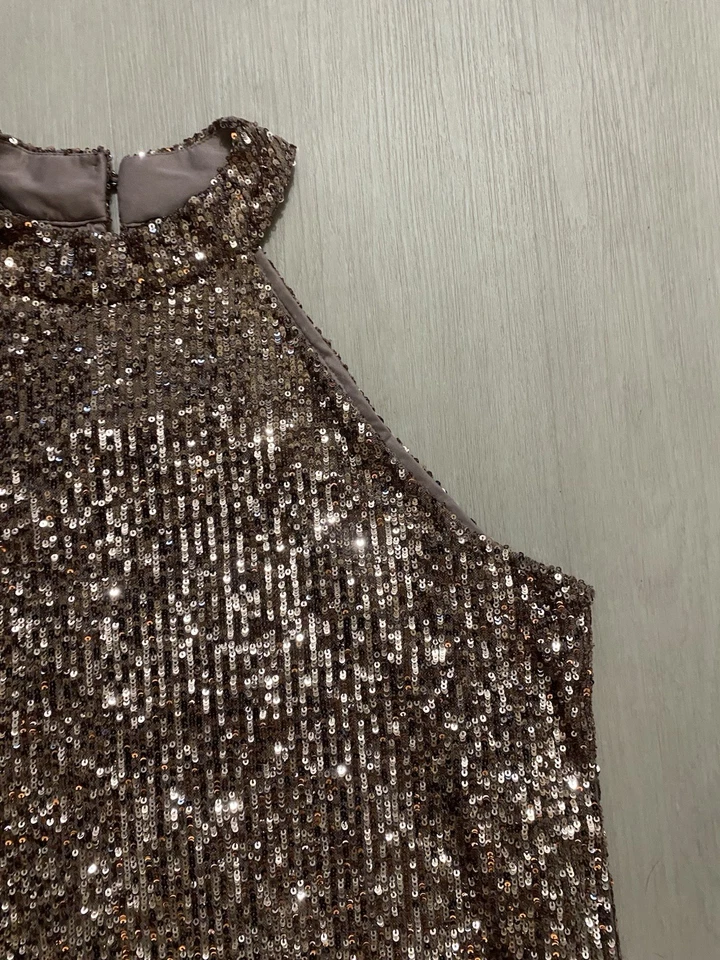 Top para mujer Cable & Gauge lentejuelas oro rosa talla XL fiesta navideña brillante Foto 3 de 4