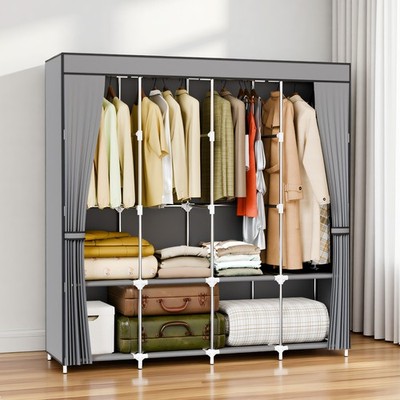 Portable Closet Wardrobe New Design Clothes Rack Storage Organizer Shelf Durable