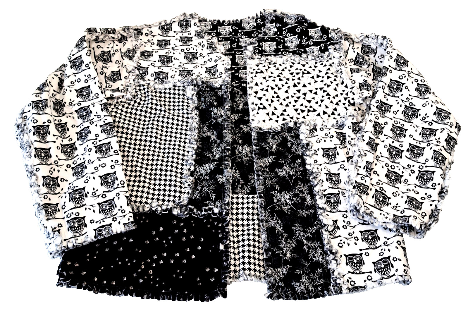 Quilted Patchwork Reversible Open Jacket OWLS Wom… - image 1