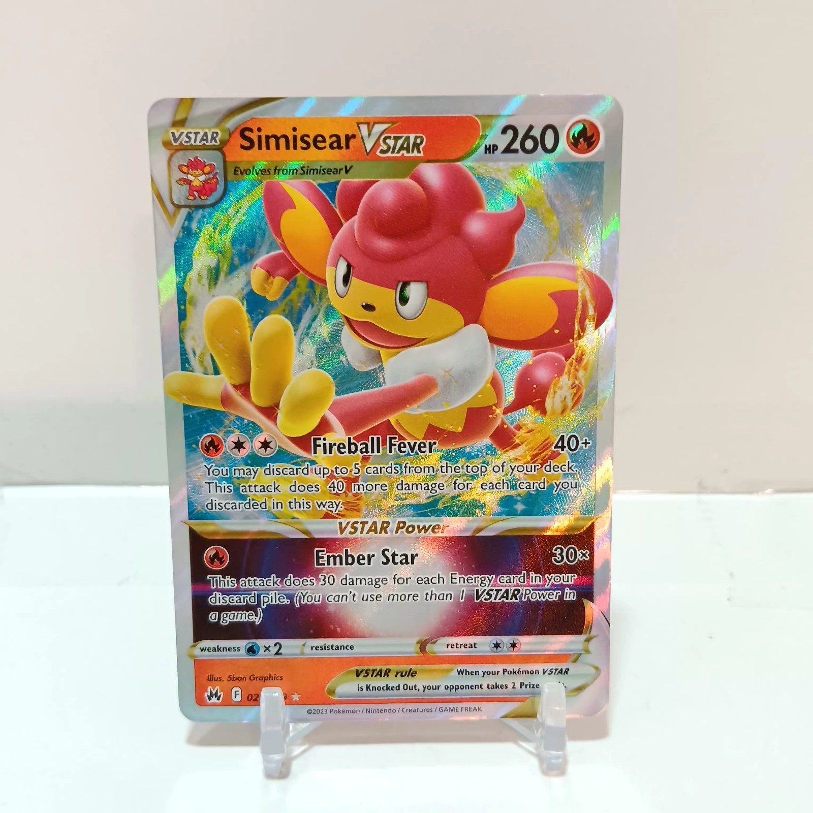 Pokémon Simisear VSTAR 23/159 NM Crown Zenith