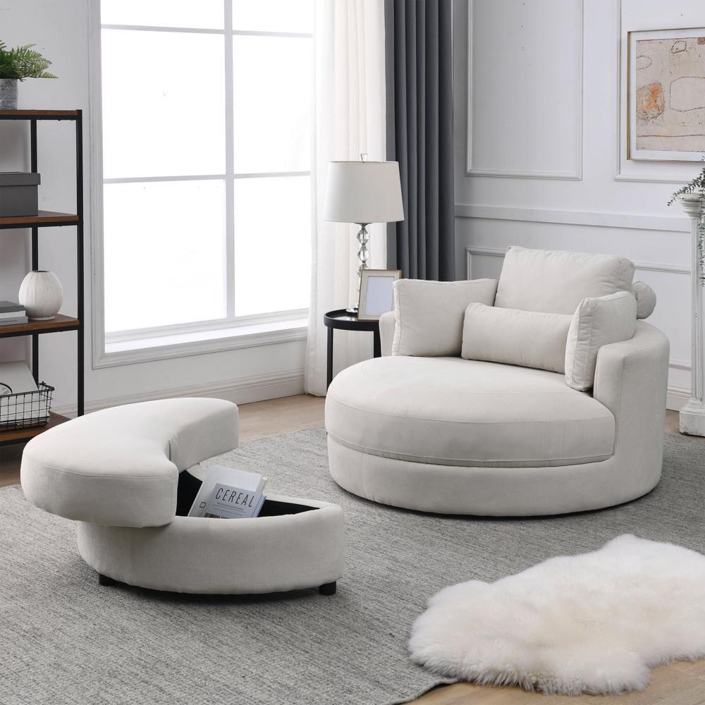 High Quality Swivel Accent Barrel Sofa Lounge Chair with Storage Ottoman  New Sty