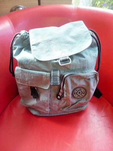 KIPLING SLATE BLUE / GREY VINTAGE SHOULDER BACK PACK / RUCKSACK GOOD COND - Picture 2 of 12