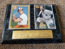 CAL RIPKEN JR & LOU GEHRIG The Iron Men baseball card plaque nameplate (WM-B12)