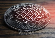 Large Domed Viking Odin's Ravens Brooch -- Norse/Celtic/Silver/Coat/Cloak Pin