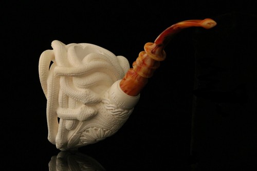 srv - Medusa Block Meerschaum Pipe by I. Baglan with fitted case M3256 - Picture 11 of 12