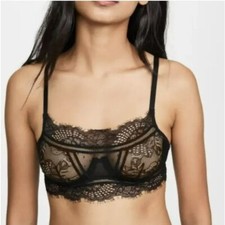 Thistle and Spire Amore Wired Bralette Sheer Lacy Scalloped Edges Black XS NWT