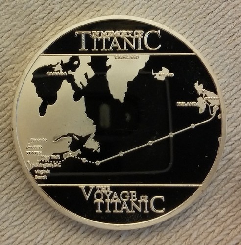 Moneda de Oro de Plata Titanic Océano Atlántico Hombre Mapa Barco de Mar Navegación Antigua U C Retro - Imagen 4 de 10