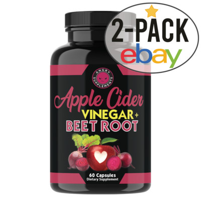  Angry Supplements Apple Cider Vinegar ACV + Beet Root Healthy Circulation 2PACK