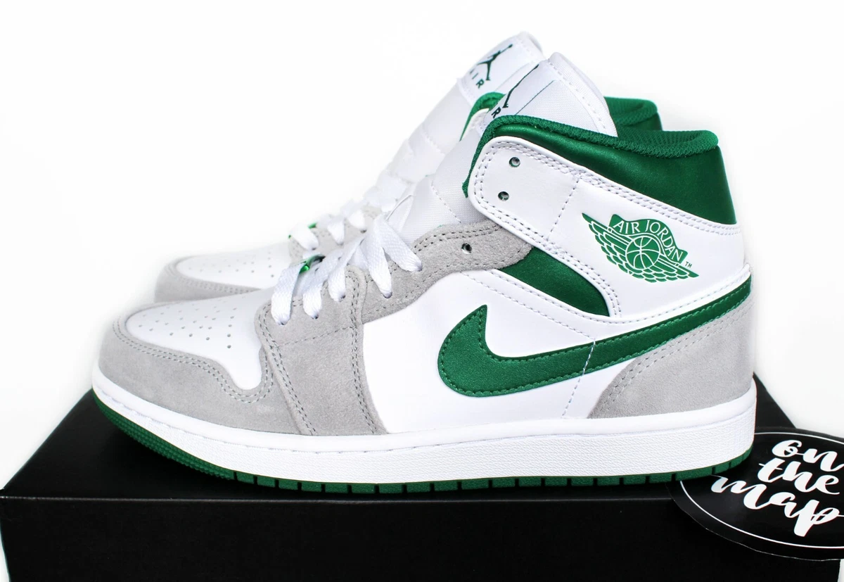 Nike Beige/Green Leather And Suede Air Jordan 1 Retro High Top