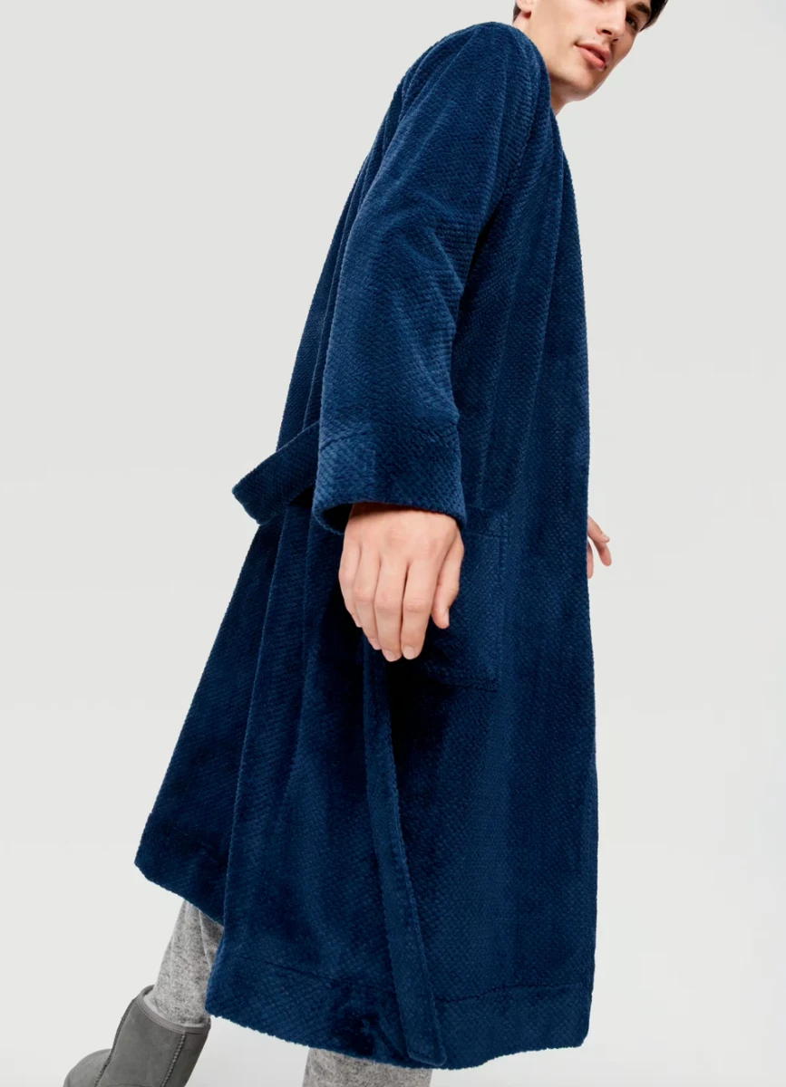NEW PETER ALEXANDER NAVY JACQUARD DRESSING GOWN MENS MEDIUM M RP