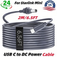 US For Starlink Mini USB Type-C to DC Power Cable Replace 2M/6.5FT Plug-N-Play