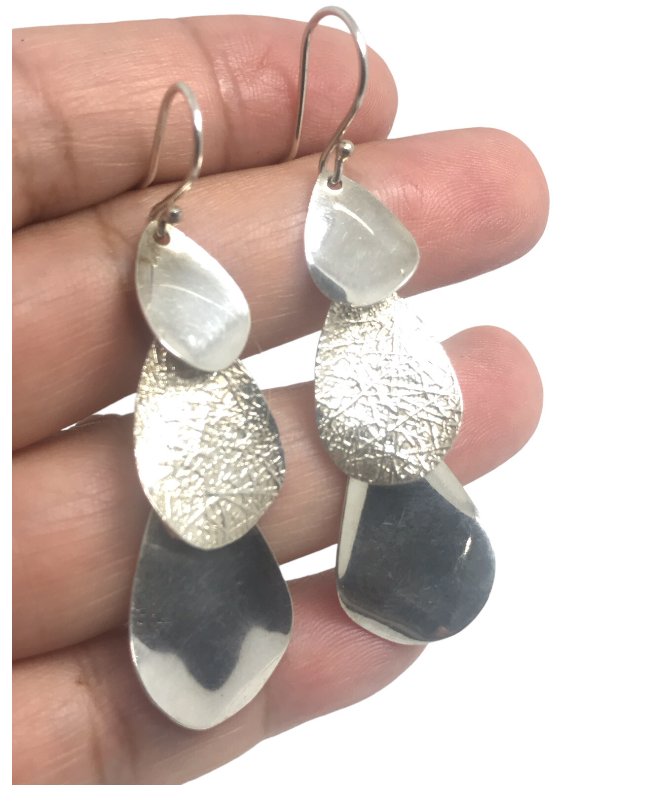 sterling silver 950 Soft And Texture dangle earri… - image 1