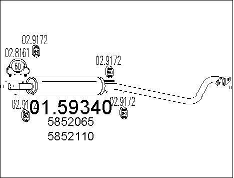 Silencieux intermédiaire Opel Astra G Break anti-bruit pour moteur 2.0 DTI
