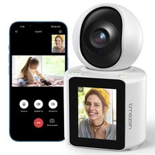 Two Way Video Calling Camera, 2K Pet Camera Indoor with Phone App One Click Call