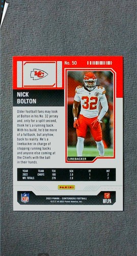 2023 Panini Contenders Red #50 Nick Bolton Chiefs - Picture 2 of 2