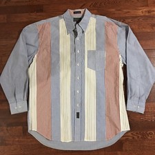 Chaps Ralph Lauren Men's Colorblock Striped Button Down Shirt Size 17 34/35