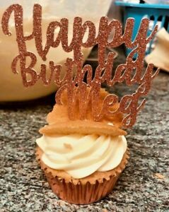 Thank You Cup Cake Toppers Gold Glitter Pack of 6 Free UK P/&P