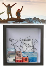1pc Travel Adventure Map Archive Shadow Box Frame For Life Memories, 8x8 Black