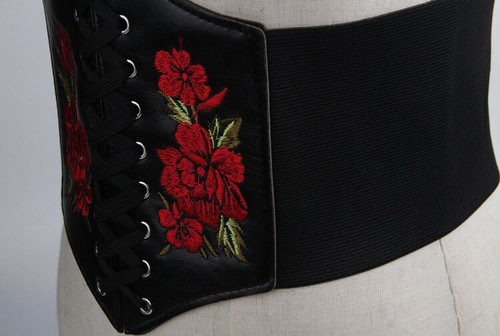Womens Gothic Wide Corset Belt Waistband Dress Belts Lace Up Waist Belt Cincher - 第 5/13 張圖片