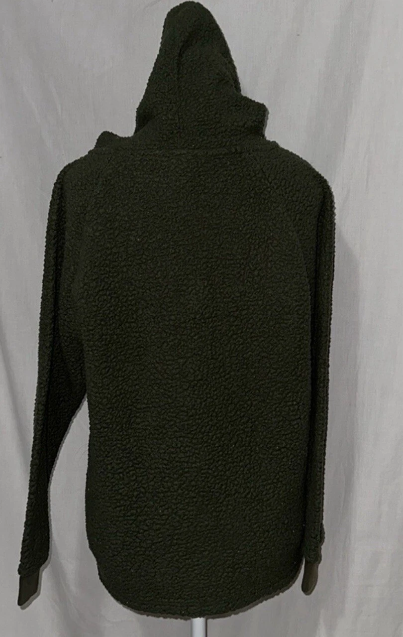 UNDERCOVER felpa sherpa mezza zip verde cacciatore ROSA Victoria's Secret oversize taglia xs