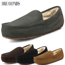 DREAM PAIRS Men's Moccasins Slippers Suede Leather Winter Warm Loafer Shoes Size