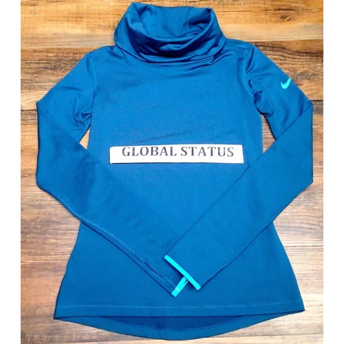 WOMENS NIKE PRO COMBAT INFINITY STAY WARM PULLOVER TEAL TOP SMALL (801264-483)