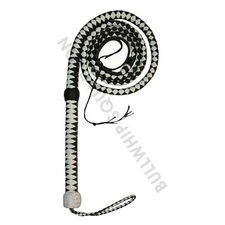 Indiana Jones Style White Bullwhip 6 Feet Long, 4-Plait Cowhide Leather
