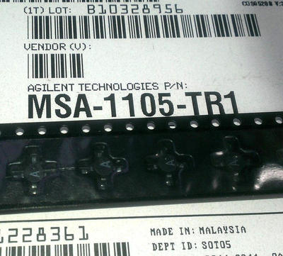 1 Stück MSA-1105 MMIC Amplifier 50MHz-1.3GHz 12dB 550mW Agilent (M1480)