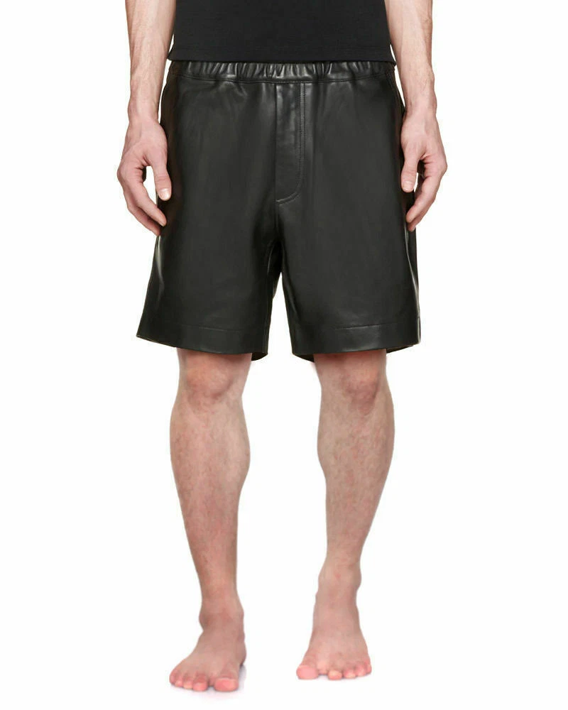 Men's Leather Shorts Gym Boxer Real Soft Sheepskin Causal Pant