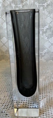 Murano Alessandro Mandruzzato Faceted Black Smoke Sommerso Glass Vase 6” - Picture 8 of 10