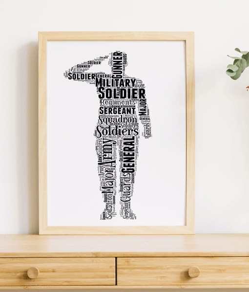 Personalised Solider Word Art Print - Passing out Infantry Army Solider