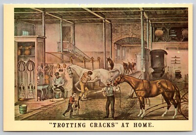 Postcard Art Trotting Cracks At Home Horses 
