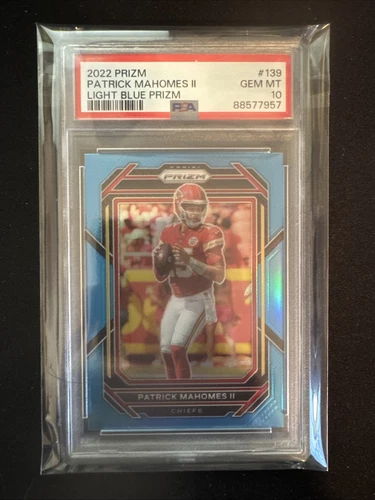 2022 Panini Prizm Patrick Mahomes II #139 Light Blue Prizm PSA 10 GEM MINT