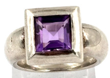 Massiver Silberring 0,925 Sterlingsilber lila Minaralstein Größe 57