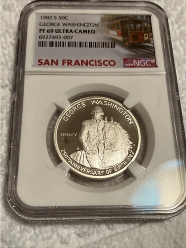 1982 S George Washington Half Dollar 50c NGC PF69UCAM With San Francisco Label - Picture 2 of 5