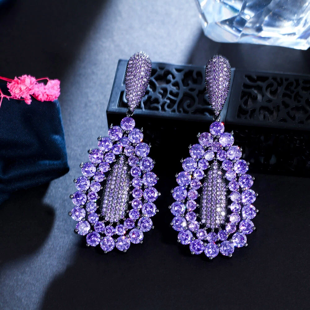 Purple wedding sales earrings