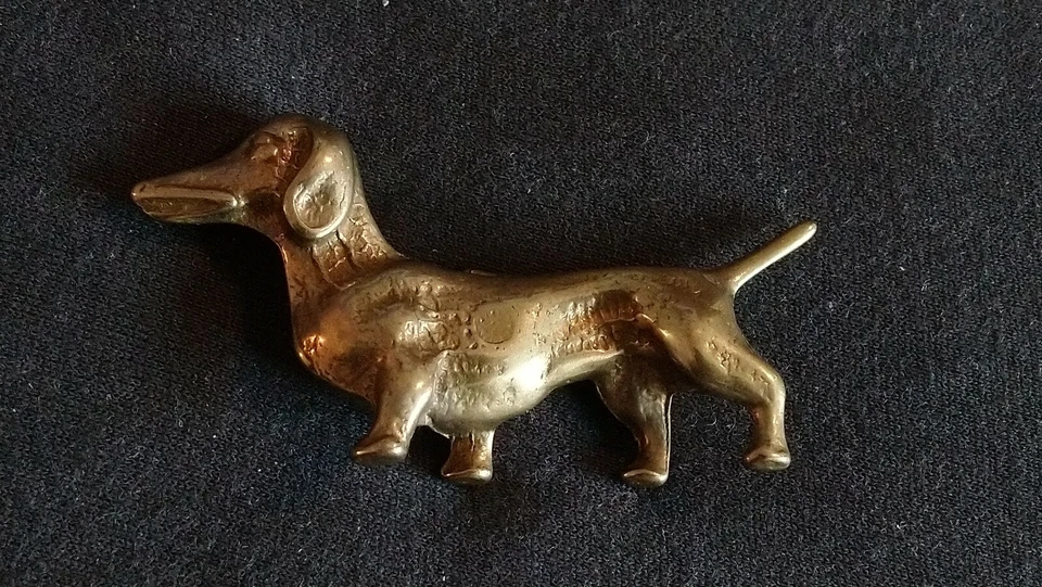 Alte Messing Skulptur Dackel Dachshund Hund Vintage Design Deko  - Bild 4 von 4