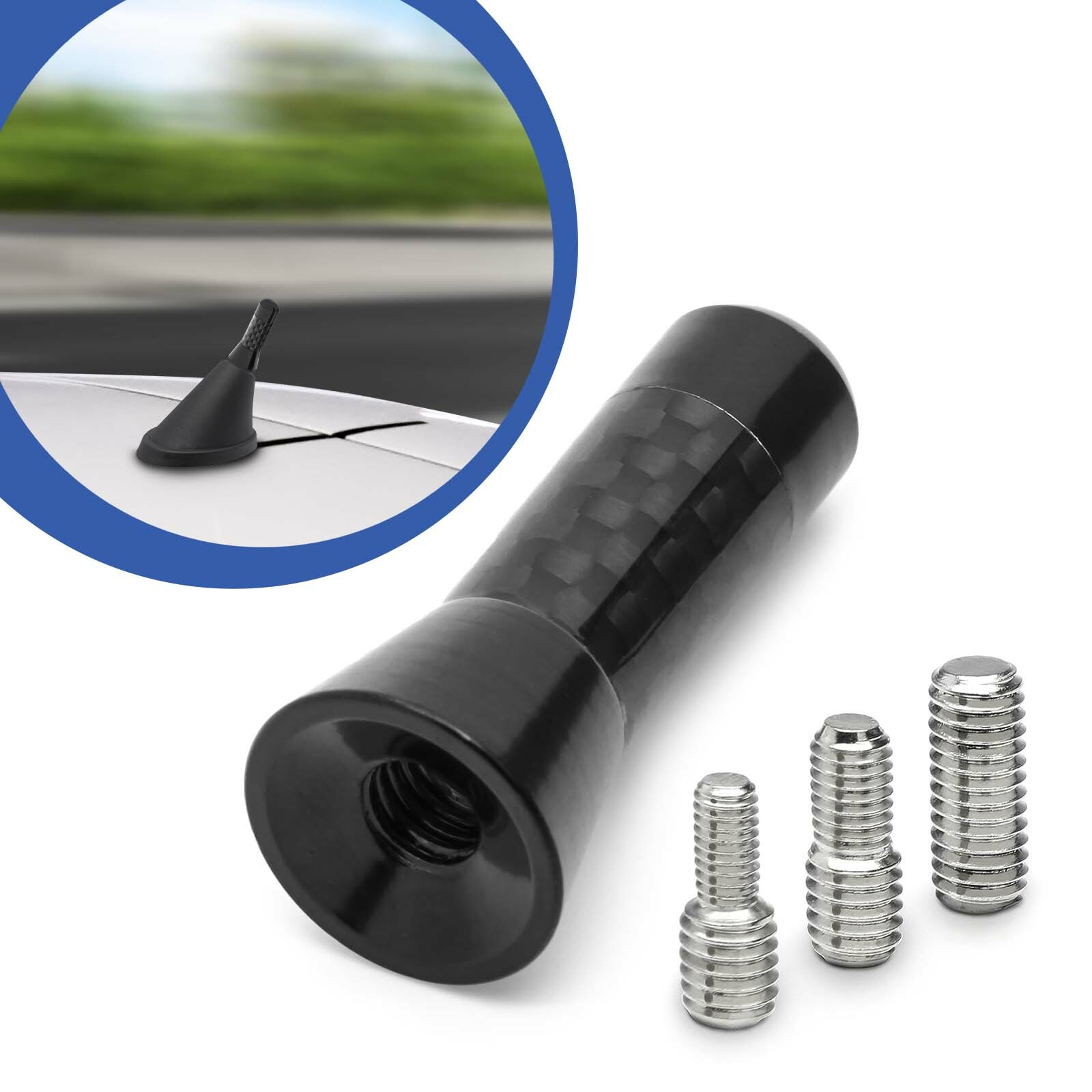 Coche Varilla Corta Techo Antena Carbono Diseño Radio Universal Adaptador | eBay