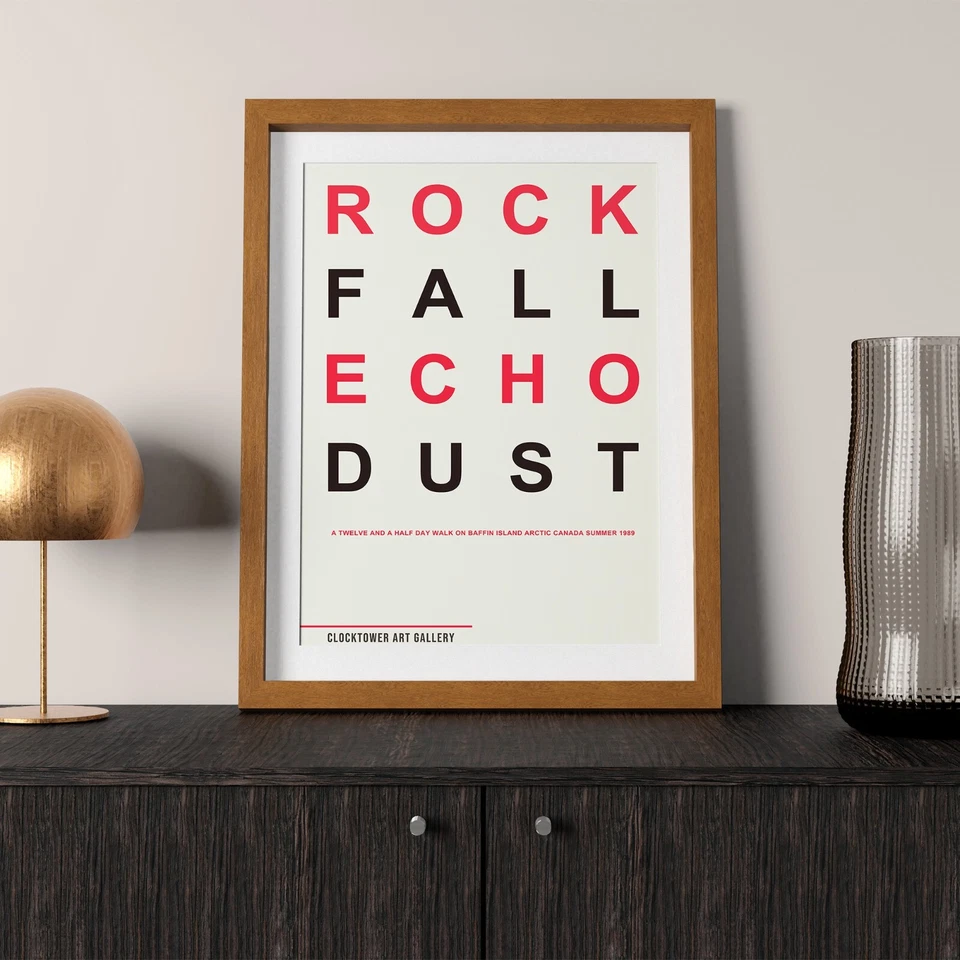 Cartel de exposición Rock Fall Echo Dust, galería Clocktower 1989 de Hamish Fulton Foto 2 de 4