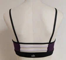 Women's Alo Tri-Color Adjustable Strappy Back Workout Bra Top S/XS