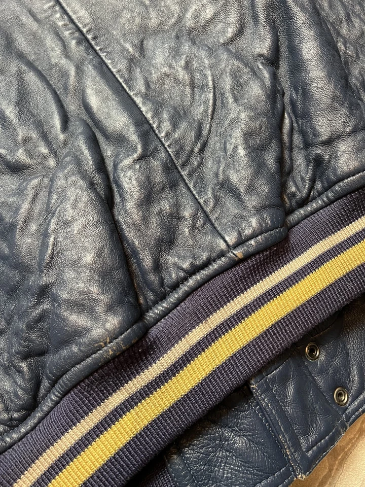 Fubu blue rare streetwear rap leather jacket 90 80 big vmen's size XXXL - Image 2 of 4