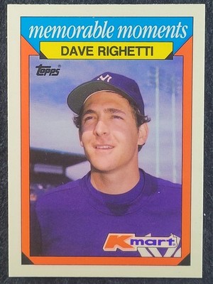 1988 Topps K-Mart Memorable Moments of the 80s DAVE RIGHETTI #20 N.Y. YANKEES 