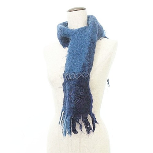 Loewe Mohair Blend Scarf Anagram Shaggy Gradient Color Blue Gy14 Ladies - Picture 7 of 8