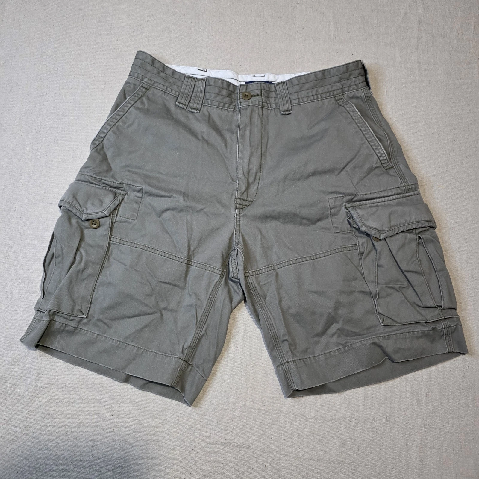POLO RALPH LAUREN Cargo Chino Cotton Shorts Men Size 34 Gray 10 inch Inseam