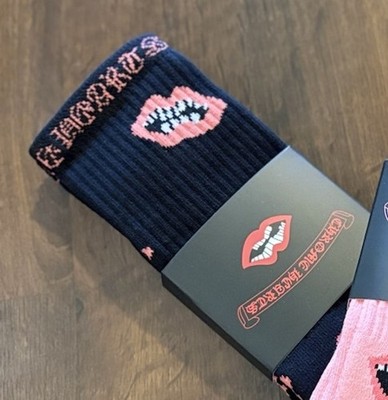 Black Pink Chrome Hearts Chomper Socks | eBay