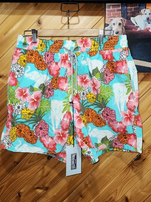 Vilebrequin Novelty Multicolor Hawaiian Hibiscus Flower Swim Trunks XXL NWT