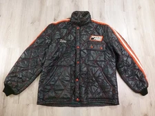 Vtg 70s Topp Master Speed Pro Engine Parts Quilted Jacket L Chain Stitch *READ