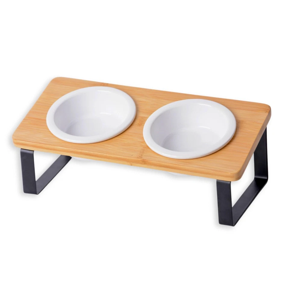 Futterstation Katzen Erhöht, Ergonomischer Erhöht, Fressnapf Keramik und Holz - Bild 2 von 4