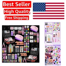 Ultimate 81-in-1 Nail Art Set - Glitter, Drill, UV Lamp & Storage Case Included