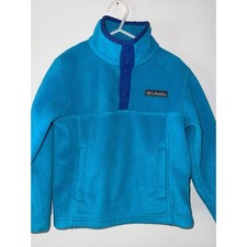 Columbia Kids Blue Fleece Pullover Snap Button Jacket XXS 4/5 Steens Mountain
